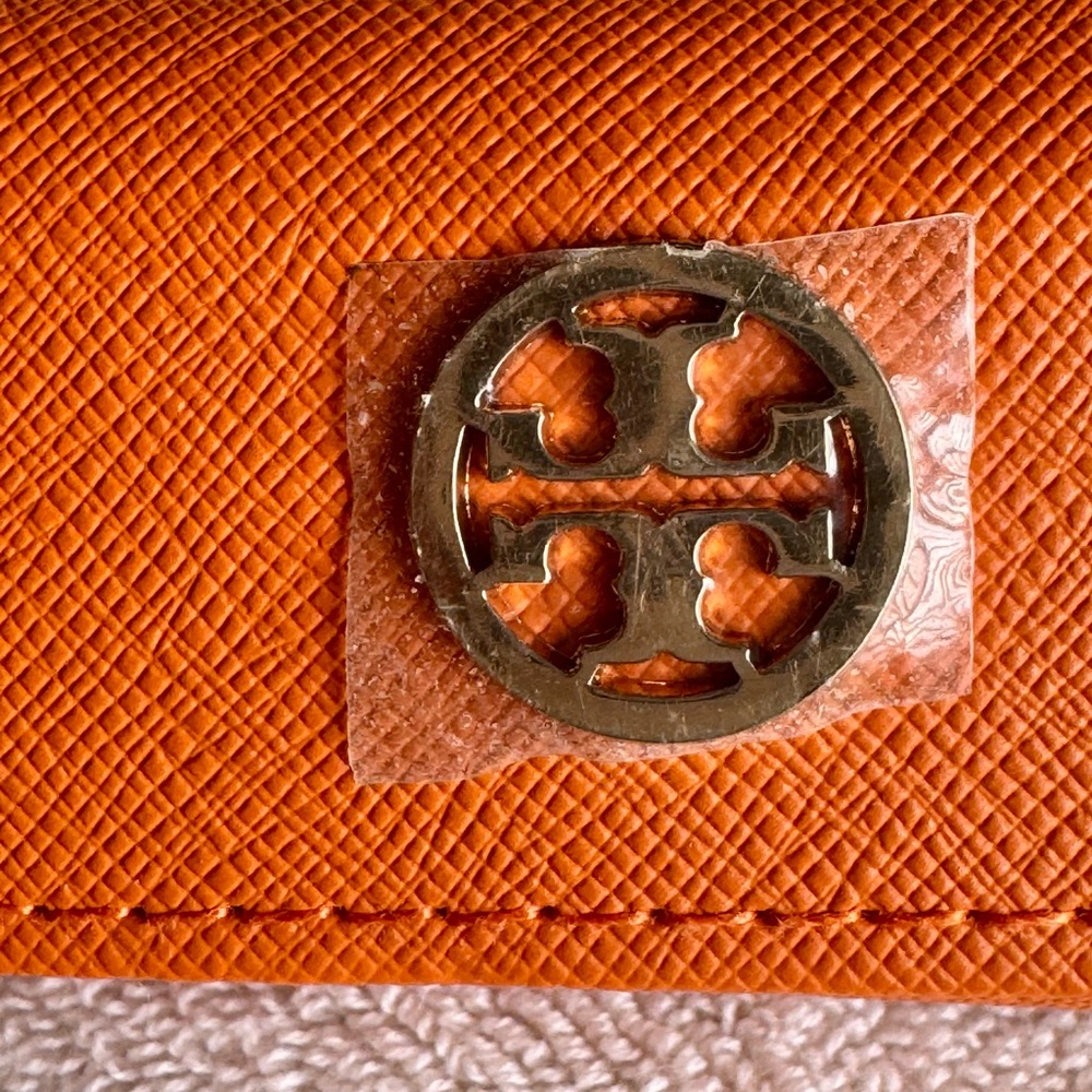 Tory Burch Orange Textured Glasses case